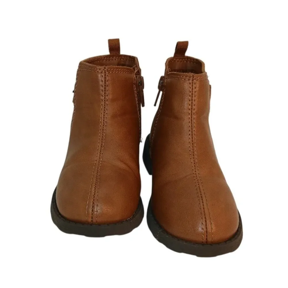 Carter's Toddler Girls Brown Ankle Boots with Heart Buckles - Size 8T